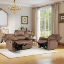 Bonzy Home Manual Reclining Couch Set — 1-Seat Recliner & Reclining Loveseat, 2-Piece Microfiber Sofa Set for Living Room & Office, Brown