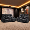 Bonzy Home Electric Power Recliner Chairs Sofa Set Theater Seating with Console Living Room Furniture Set, Cup Holders, Hidden Arm Storage, USB Ports Black