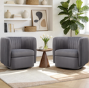 Bonzy Home 360° Swivel Accent Chair Set of 2, Upholstered Velvet Barrel Chair with Plush Padded Backrest, Modern Swivel Armchair for Living Room Bedroom, Gray