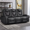 Bonzy Home Theater Recliner Chair Sofa, PU Leather 3 seat Power Recliner Sofa with Cup Holders, USB Ports, Black