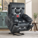 Bonzy Home Power Lift Recliner Chair with Massage & Heat — Overstuffed Fabric Lift Chair with Hidden Cup Holders & Side Pocket, Gray