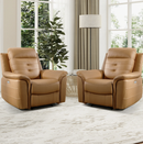 Bonzy Home Power Recliner Chair Set of 2, Electric Adjustable Reclining Sofa with USB Port, Overstuffed Armrest Single Recliner Sofa for Living Room Bedroom, Brown