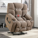 Bonzy Home Oversized Power Lift Recliner,Elderly Lift Chair with Heat Therapy and Massage Function,Remote Control,Side Pocket,Living Room Camel