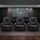 Bonzy Home Power Electric Recliner Chair Set of 3 with USB Ports and Cup Holders Leather Home Theater Seating, Living Room Chair Black