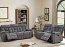 Bonzy Home 2-Piece Recliner Sofa Set — Reclining Loveseat & Extra-Wide 3-Seat Bonded Fabric Sofa, Gray