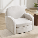 Bonzy Home 360° Swivel Accent Chair, Upholstered Chenille Barrel Armchair with Thick Cushion, Single Lounge Chair for Living Room Bedroom Study Office, Beige 