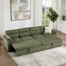 Bonzy Home Modular Corduroy Sectional Sofa with Pull Out Sleeper, Convertible L-Shaped Couch, Free Combination Upholstered Sofa Bed for Living Room