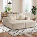 Bonzy Home Sectional Sofa Modern Modular Sofa Upholstered Couch Corduroy Fabric for Living Room Bedroom Beige