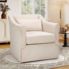 Bonzy Home 360° Swivel Accent Chair, Upholstered Fabric Leisure Armchair with Removable Cushions, Off-white