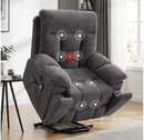 Bonzy Home Large Power Lift Recliner Chair with Massage and Heat for Elderly Big and Tall People, Overstuffed Wide Recliners with 2 Cup Holders, Side Pocket and USB Port, Gray