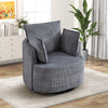 Bonzy Home 360° Swivel Accent Chair — Corduroy Barrel Chair with 3 Pillows, Round Armchair for Living Room & Bedroom, Dark Gray