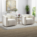 Bonzy Home Set of 2 Swivel Chairs with Lumbar Pillows, Modern Velvet Accent Chairs Bundle for Living Room, 2 Pieces, Beige