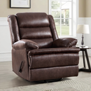 Bonzy Home Swivel Rocker Recliner, Manual Recliner Chair, Breathable Faux Leather Reclining Chairs with Overstuffed Arm and Back, Living Room Single Sofa Recliner, Brown