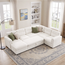 Bonzy Home Modular Corduroy Sectional Sofa with Pull Out Sleeper, Convertible L-Shaped Couch, Free Combination Upholstered Sofa Bed for Living Room