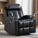 Bonzy Home Heated Manual Massage Recliner with Cup Holder Padded PU Leather Recliner, Home Theater Seating，Black
