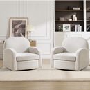 Bonzy Home 360° Swivel Accent Chair Set of 2, Upholstered Chenille Barrel Armchair with Thick Cushion, Single Lounge Chair for Living Room Bedroom Study Office, Beige