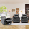 Bonzy Home Electric Recliner for Living Room Home Theater Seating Leather Reclining Chair Sofa Furniture with Cup Holders USB Ports and Hidden Storage, Gray, Set of 3