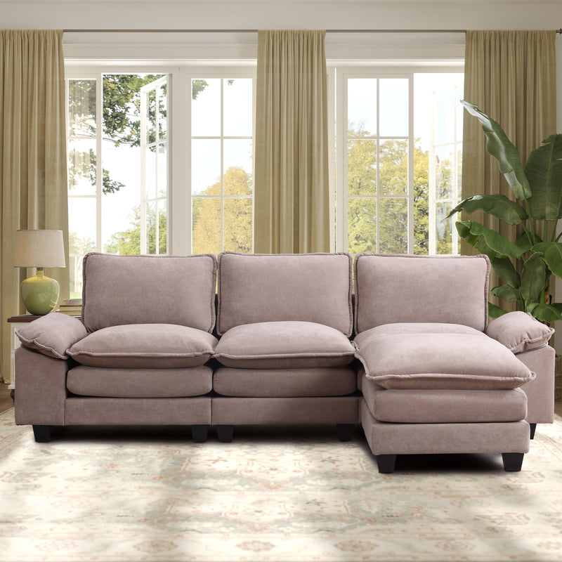 Bonzy Home L-Shaped Sectional Sofa Convertible Couch for Living Room,Taupe