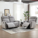 Bonzy Home Fabric Manual Recliner Sofa Set — Single Recliner & Loveseat with Center Console, Hidden Storage & Cup Holders