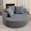 Ebello Oversized Round Swivel Accent Chair, Modern Corduroy Upholstered Comfy Circle Armchair with 360-Degree Rotating Base for Living Room, Bedroom, Home Office, No Assembly (Dark Gray)