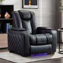Bonzy Home Electric Recliner LED Lighting Adjustable Headrest with USB Ports and Cup Holders Home Theater Seating Reclining Chair Hidden Arm Storage Black