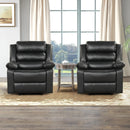 Bonzy Home Recliner Set of 2 Comfortable Arms and Back Faux Leather Reclining Chair Sofa for Living Room Bedroom, Black