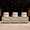 Bonzy Home Electric Recliner for Living Room Home Theater Seating Leather Reclining Chair Sofa Furniture with Cup Holders USB Ports and Hidden Storage, Beige, Set of 3
