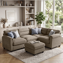 Bonzy Home Modular Convertible Sectional Sofa with Ottoman living room furniture sets, Brown
