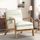 Bonzy Home Mid-Century Modern Accent Chair with Wood Frame, Upholstered Reading Armchair with Waist Cushion, Double Padded Side Chair for Living Room, Beige