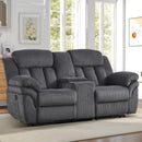 Bonzy Home Loveseat Recliner Sofa Set with Console Adjustable Backrest Theater Seating Living Room Furniture Set, Cup Holders, Hidden Arm Storage, Gray