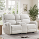 Bonzy Home Manual Reclining Sofa Set, Modern Loveseat Recliner Sofa for Adult with Adjustable Backrest, Couch Recliners for Living Room Furniture, White