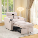 Ebello 3-in-1 Convertible Sleeper Sofa Chair Bed with Cup Holders & USB Ports - Space Saving Corduroy Futon Couch ,Adjustable Backrest, Easy Assembly(Black-H002)