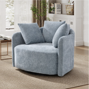 Bonzy Home 360° Swivel Barrel Accent Chair, Modern Oversized Upholstered Armchair with 3 Pillows, for Living Room, Bedroom & Study Room, Dusty Blue