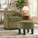 Ebello 360° Swivel Accent Chair with Ottoman, Plush Upholstered Reading Chair Modern Armchair with Footrest for Living Room, Study Room, Dark Green