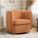 Bonzy Home 360° Swivel Accent Chair, Upholstered Velvet Barrel Chair with Plush Padded Backrest, Modern Swivel Armchair for Living Room Bedroom, Orange