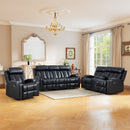 Bonzy Home 3 Pieces Recliner Sofa Furniture Set, Manual Recliner with Massage and Heat, Loveseat Recliner Chair and 3 Seat Reclining Couch Set for Living Room, Black(Recliner+Loveseat+Sofa)