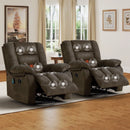 Bonzy Home Recliner Chairs Set of 2 with Massage and Heat Overstuffed Fabric Metal frame Manual Reclining Chair Sofa for Living Room
