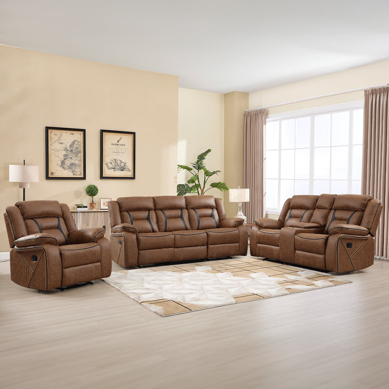 Bonzy Home Faux Leather Recliner Sofa Set – Manual Recliner Chair, Loveseat & 3‑Seat Reclining Sofa Couch for Living Room & Meeting Room