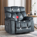 Bonzy Home Oversized Swivel Rocker Recliner with Massage & Heat, Reclining Glider Chair – Soft Breathable Fabric for Living Room & Bedroom, Gray