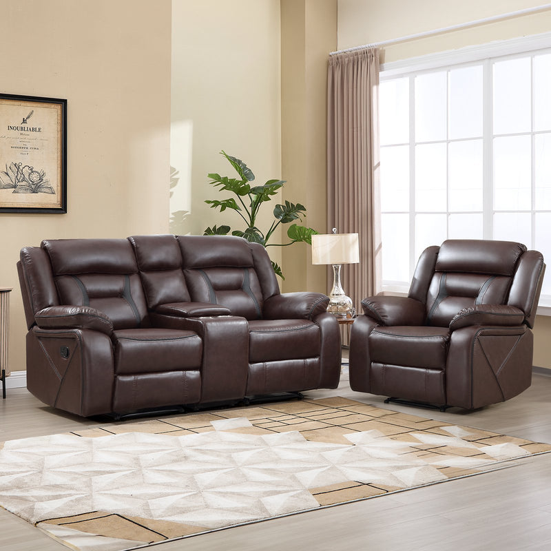 Bonzy Home Manual Recliner Sofa Set – Faux Leather Reclining Living Room Furniture with Single Recliner Chair & Loveseat Recliner Sofa
