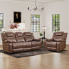 Bonzy Home Manual Recliner Sofa Set – Faux Leather Reclining Living Room Furniture with Recliner Chair & 3‑Seat Sofa