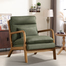 Bonzy Home Mid-Century Modern Accent Chair with Wood Frame, Upholstered Reading Armchair with Waist Cushion, Double Padded Side Chair for Living Room, Green