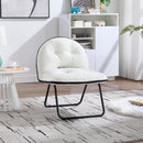 Bonzy Home Accent Chair for Living Room Upholstered Metal Framed Portable Chair Picnic White