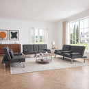 Bonzy Home Futon Sofa Bed, 3Piece Foldable Versatile Guest Couch with Cup Holders & USB Charging Port for Living Room,Gray