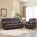 Bonzy Home Manual Recliner Sofa Set – Faux Leather Reclining Living Room Furniture with Recliner Chair & 3‑Seat Sofa