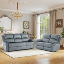 Bonzy Home Manual Reclining Sofa Set — Loveseat & 3-Seat Reclining Sofa Upholstery, Gray