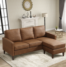 Bonzy Home Sectional Sofa Couch, L Shaped Faux Leather Couch Sofa with Reversible Chaise, Lounge Sofa for Living Room Apartment Small Space