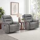 Bonzy Home Set of 2 Leather Recliner Chairs, 360° Swivel Rocker Manual Reclining Chair for Living Room, Gray