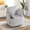 Bonzy Home 360° Swivel Accent Chair — Corduroy Barrel Chair with 3 Pillows, Round Armchair for Living Room & Bedroom, Gray