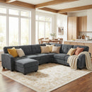 Ebello 6-Seater Oversized Sectional Sofa, L-Shaped Couch with Overstuffed Cushions & Movable Ottoman for Living Room, Apartment, Dark Gray